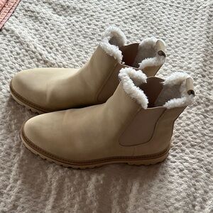 J. Crew Factory Beige Shearling-Lined Winter Boots